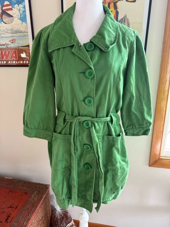 Anthropologie Tullette Women's Single-Breasted Trench Coat with Waist Tie - Picture 2 of 3